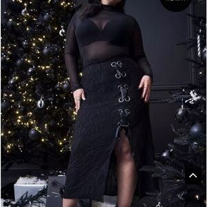 Elegant Black Lace-Up Skirt